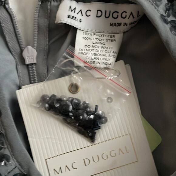 Mac Duggal Sequin Cocktail Dress Metallic Gray Size 4 10508 New - Picture 6 of 8